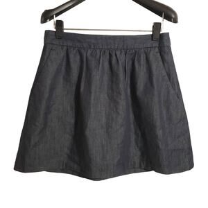 Outback Red Dark Chambray Mini A-Line Denim Skirt Womens Size 2 Petite Pockets